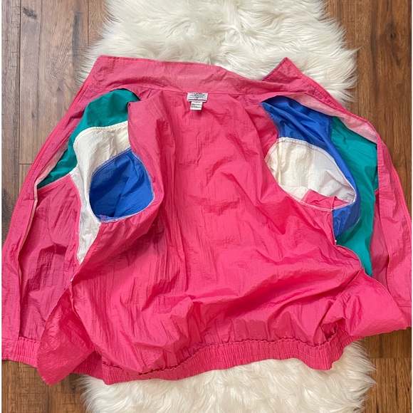 VTG Bridge Gate 90's American Windbreaker Jacket Funky Color Block SZ Large - Picture 5 of 12